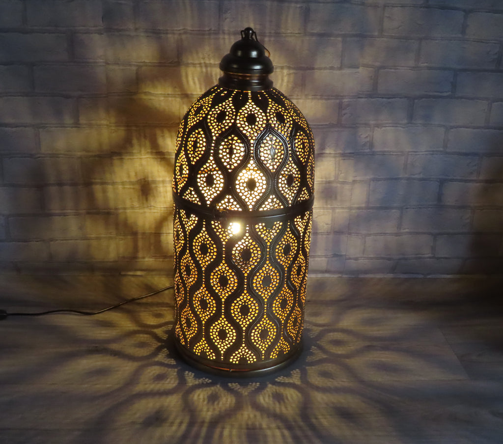 Moroccan Cylinder Floor Lamp-Gold