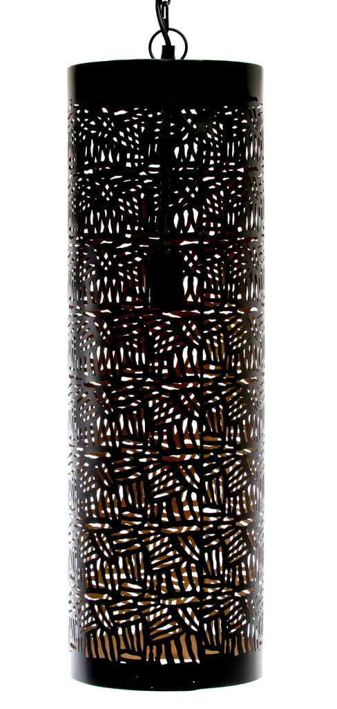 Casablanca Black Pendant Cylinder-Zebra Etching-Large