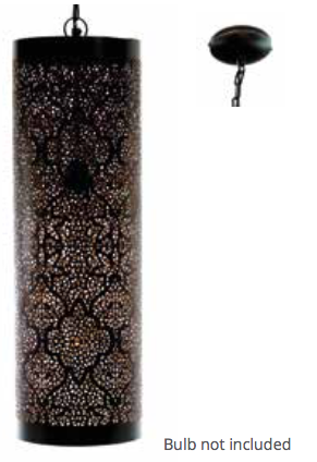 Casablanca Black Pendant Cylinder-Tikoni Etching-Large