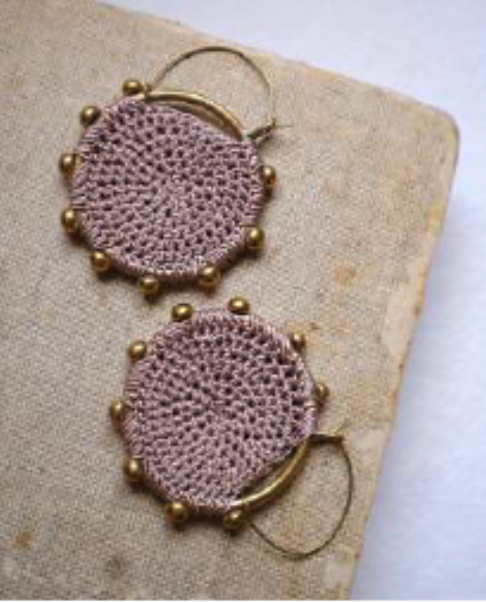 Hebba Crochet Disc  Earrings-Mink