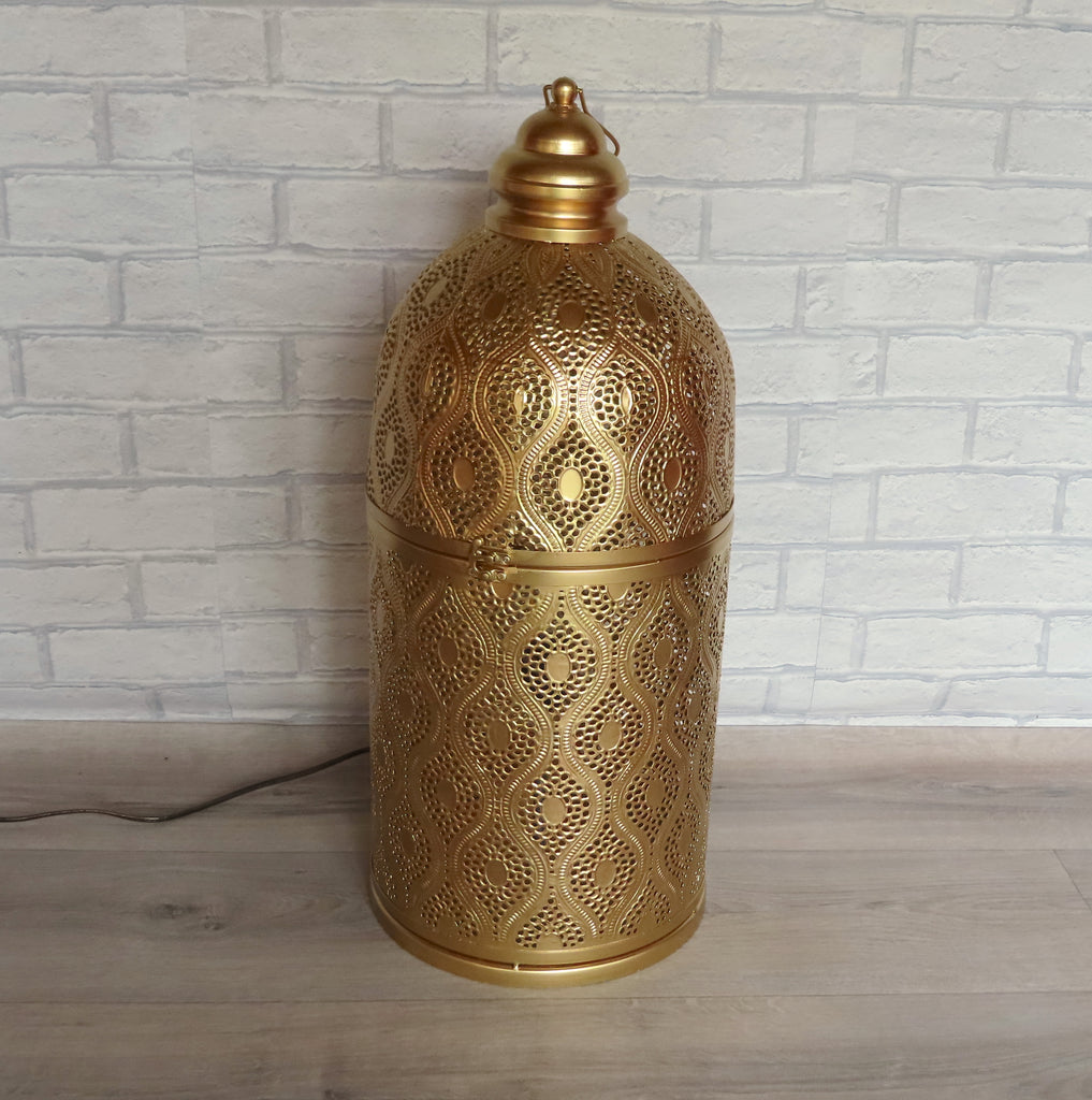 Moroccan Cylinder Floor Lamp-Gold