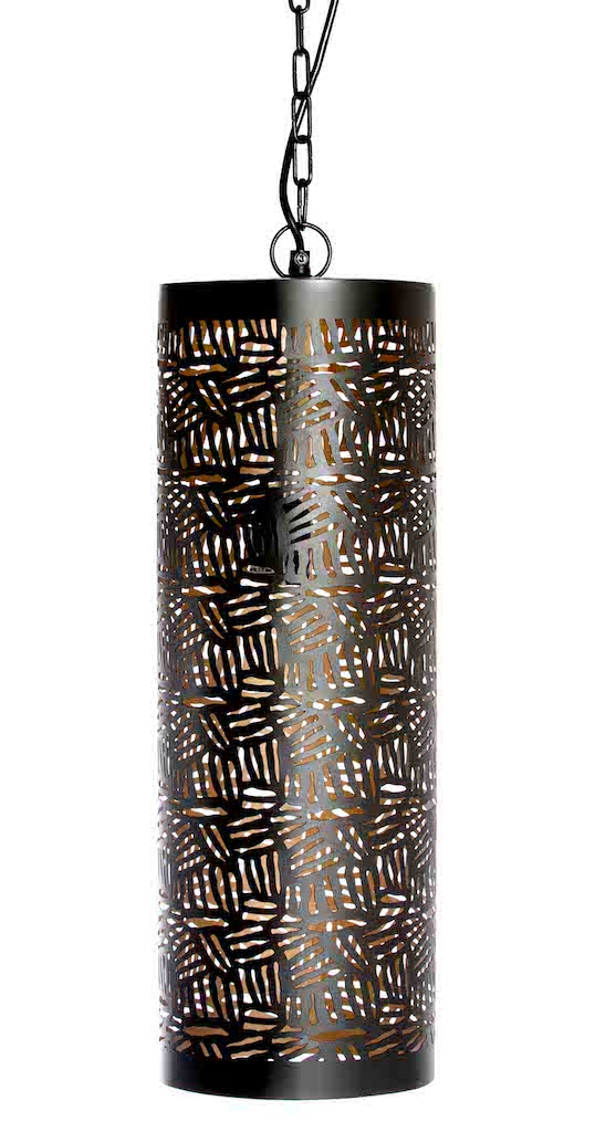 Casablanca Black Pendant Cylinder-Zebra Etching-Medium