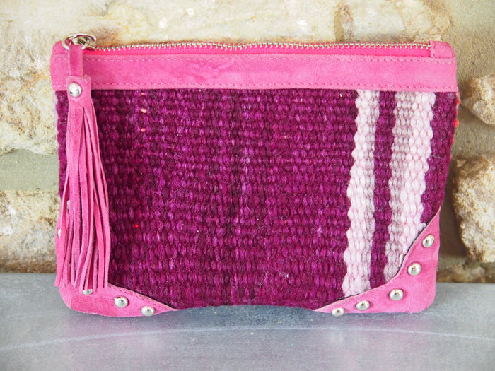 Moroccan Small Kilim Pouch-Pink