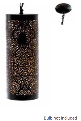 Casablanca Black Pendant Cylinder-Tikoni Etching-Medium