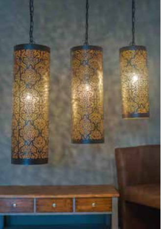 Casablanca Black Pendant Cylinder-Tikoni Etching-Small