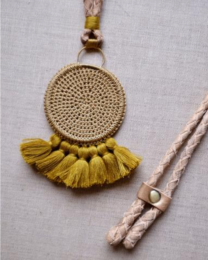 Crochet Disc Tassel Necklace - Cumin & Cumin