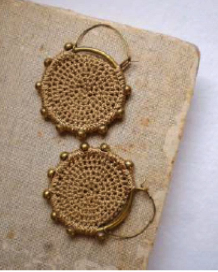 Hebba Crochet Disc  Earrings-Cumin