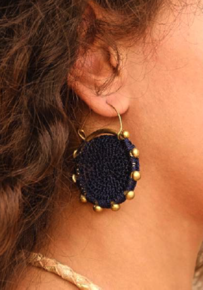 Hebba Crochet Disc  Earrings-Mink