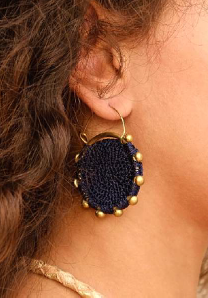 Hebba Crochet Disc Earrings-Turquoise